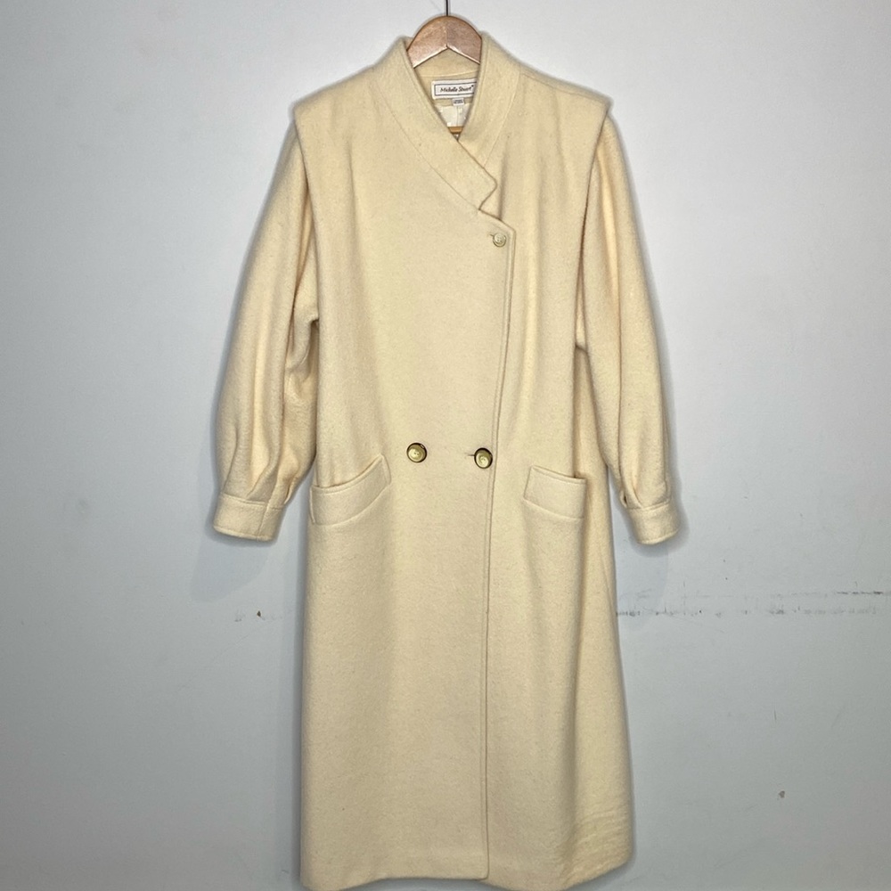 Vintage Michelle Stuart Cream Fleece Double Breasted Coast: SEE MEASUREMENTS